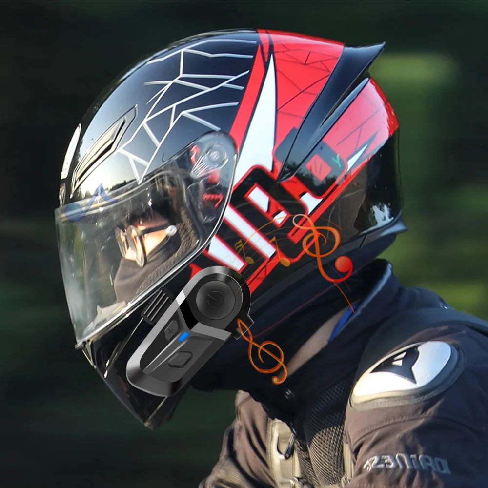 Bluetooth 5.3 Wireless Motorcycle Helmet Headset Hands-free Call Phone Motorcycle Waterproof Earphone Music Player Moto Helmet